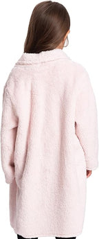 Mad Dog Sherpa Fleece Cardigans for Girls 5-12 Y, Cozy Kids Winter Fall Sweater Coats, Long Jacket for Home & Outdoor Wear