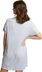 Mad Dog Women's Night Shirts - Soft Waffle Knit Womens Sleep Shirts, Short Sleeves Button-Up Pajamas Nightgowns Sleep Dress