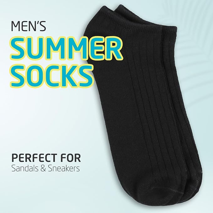 HOT FEET Men Thin Cotton No Show Summer Socks - 5 Pack Low Cut Moisture Wicking Lightweight Socks, Light Ankle Footie