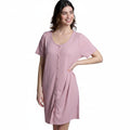 Mad Dog Women's Night Shirts - Soft Waffle Knit Womens Sleep Shirts, Short Sleeves Button-Up Pajamas Nightgowns Sleep Dress
