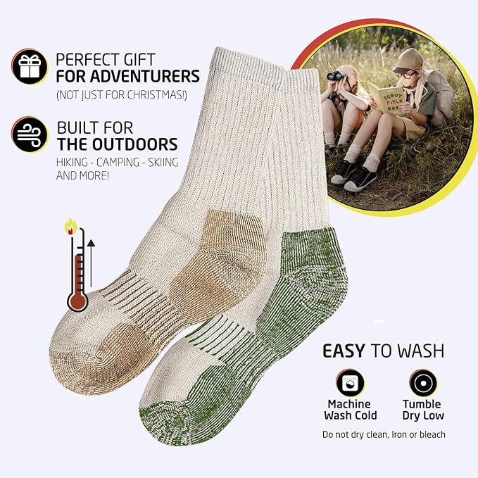HOT FEET Cozy Wool Blend Kids Socks - Crew Winter Socks for Boys/Girls - 4 Pack
