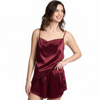 Mad Dog Satin Pajama Set For Women - Luxurious 2 Piece Silky Feel PJ Lounge Short Set, Elegant Nightwear, Silk Like Sleepwear