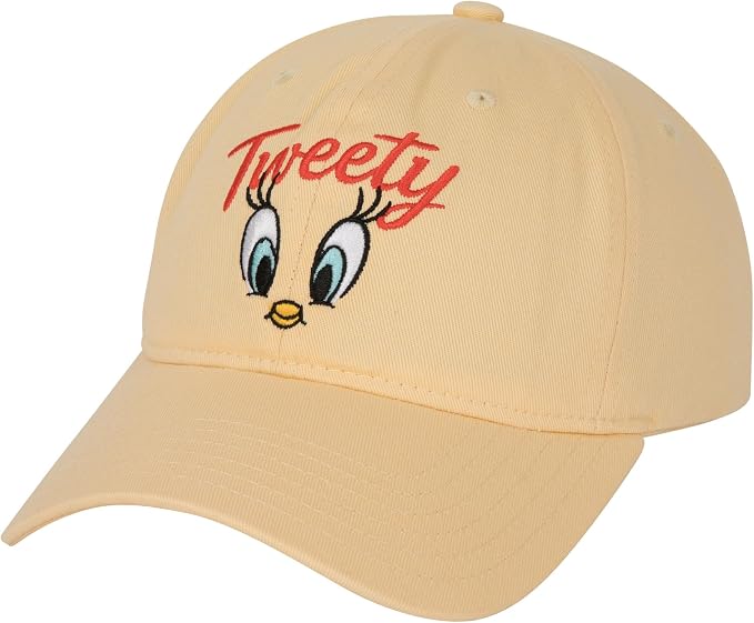 Looney Tunes Tweety Bird Embroidered Low Profile Dad Cap Yellow