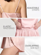 Mad Dog Satin Pajama Set For Women - Luxurious 2 Piece Silky Feel PJ Lounge Short Set, Elegant Nightwear, Silk Like Sleepwear