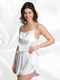 Mad Dog Satin Pajama Set For Women - Luxurious 2 Piece Silky Feel PJ Lounge Short Set, Elegant Nightwear, Silk Like Sleepwear