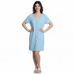 Mad Dog Women's Night Shirts - Soft Waffle Knit Womens Sleep Shirts, Short Sleeves Button-Up Pajamas Nightgowns Sleep Dress