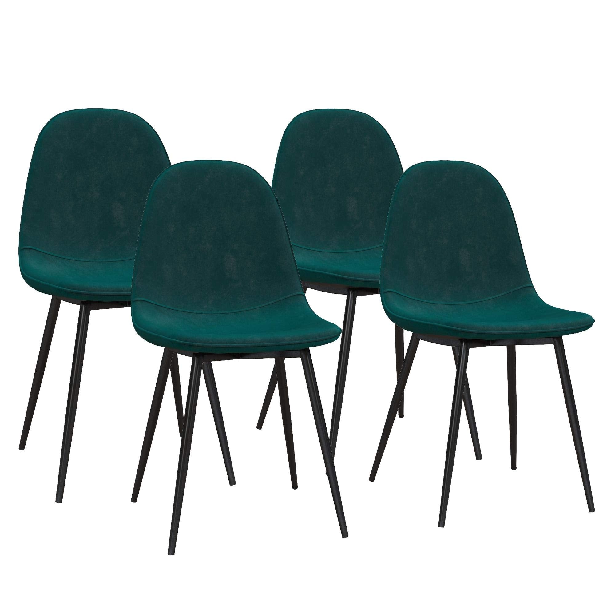 RealRooms DHP Calvin Upholstered Dining Chair, Set of 4, Green Velvet