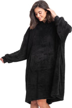 Mad Dog Sherpa Fleece Wearable Blanket Hoodie for Adult Women with Long Sleeves, Cozy Hooded Poncho Jacket