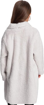 Mad Dog Sherpa Fleece Cardigans for Girls 5-12 Y, Cozy Kids Winter Fall Sweater Coats, Long Jacket for Home & Outdoor Wear