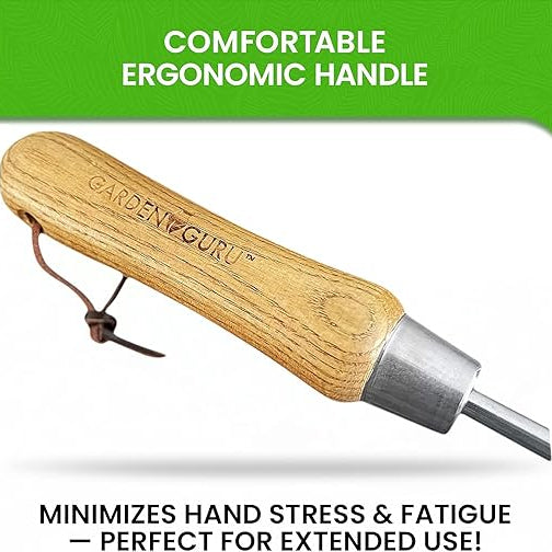 Garden Guru Stainless Steel Dandelion Weeder Tool – Ergonomic Root Puller for Lawn & Garden Weed Removal