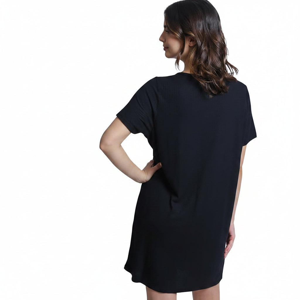 Mad Dog Women's Night Shirts - Soft Waffle Knit Womens Sleep Shirts, Short Sleeves Button-Up Pajamas Nightgowns Sleep Dress
