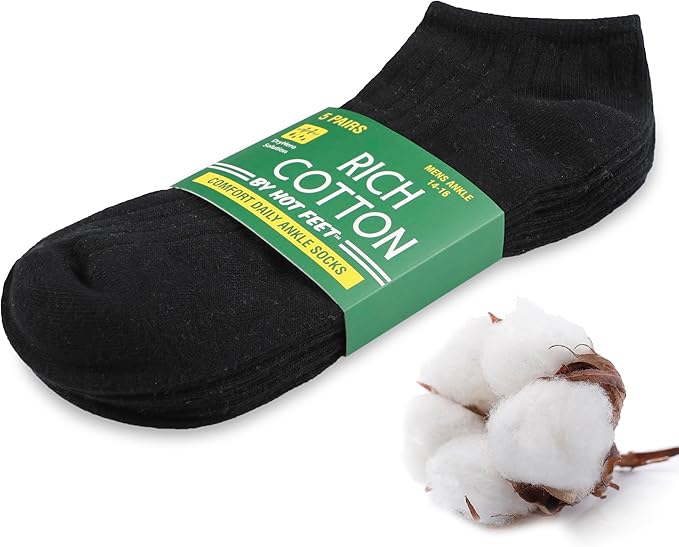 HOT FEET Men Thin Cotton No Show Summer Socks - 5 Pack Low Cut Moisture Wicking Lightweight Socks, Light Ankle Footie