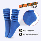 HOT FEET Girls Slouch Socks - 6 PK Tall Stacked Slouchy Socks, Warm Cotton Blend Long Calf Socks for Kids