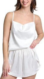 Mad Dog Satin Pajama Set For Women - Luxurious 2 Piece Silky Feel PJ Lounge Short Set, Elegant Nightwear, Silk Like Sleepwear