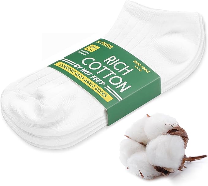 HOT FEET Men Thin Cotton No Show Summer Socks - 5 Pack Low Cut Moisture Wicking Lightweight Socks, Light Ankle Footie