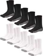 HOT FEET Work Socks for Men, Long All Weather Boot Crew Cotton Socks, Cushioned, Moisture Wicking, Stocking Stuffers