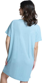 Mad Dog Women's Night Shirts - Soft Waffle Knit Womens Sleep Shirts, Short Sleeves Button-Up Pajamas Nightgowns Sleep Dress