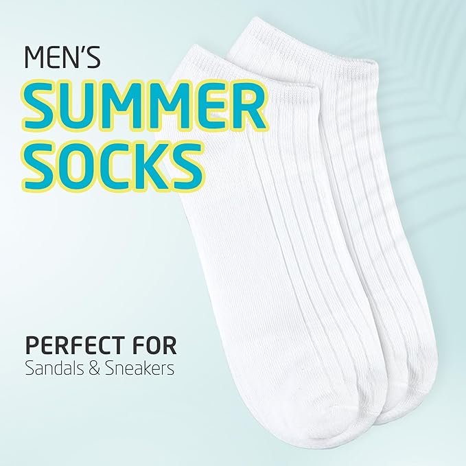HOT FEET Men Thin Cotton No Show Summer Socks - 5 Pack Low Cut Moisture Wicking Lightweight Socks, Light Ankle Footie