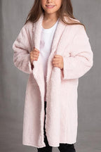 Mad Dog Sherpa Fleece Cardigans for Girls 5-12 Y, Cozy Kids Winter Fall Sweater Coats, Long Jacket for Home & Outdoor Wear