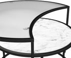 Mr. Kate Moon Phases Nesting Coffee Tables, White Faux Marble/Glass