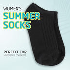 HOT FEET Thin Women's No Show Summer Socks - 5 Pack Cotton Ankle, Low Cut Lightweight Moisture Wicking Footies, Size 5.5-7.5