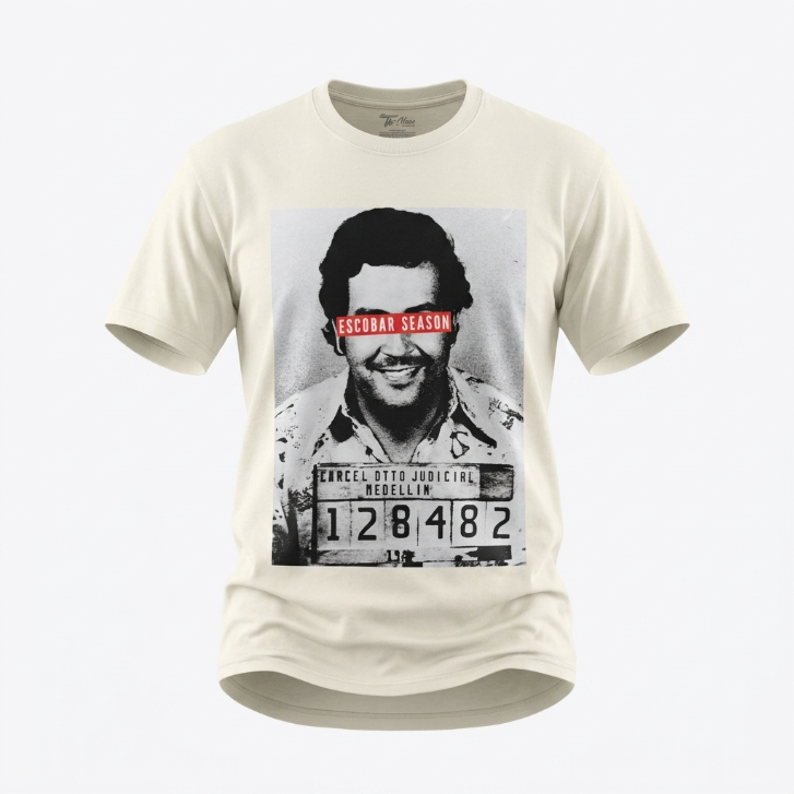 "Escobar Season" Mugshot Graphic T-Shirt - Cream