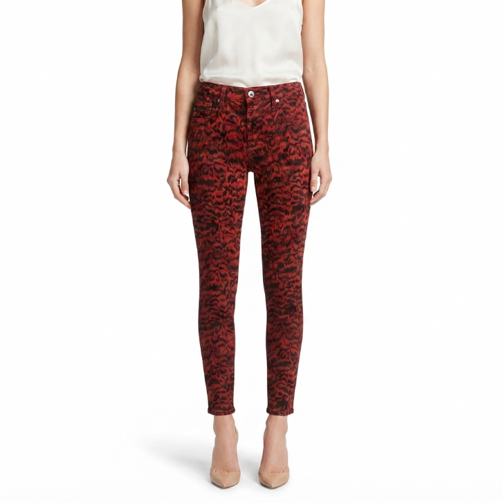 AG Adriano Goldschmied The Farrah High-Rise Skinny Ankle Animal Print Jeans Size 27