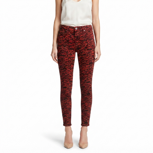 AG Adriano Goldschmied The Farrah High-Rise Skinny Ankle Animal Print Jeans Size 27