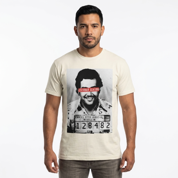 "Escobar Season" Mugshot Graphic T-Shirt - Cream