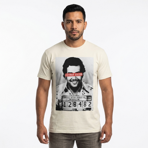 "Escobar Season" Mugshot Graphic T-Shirt - Cream