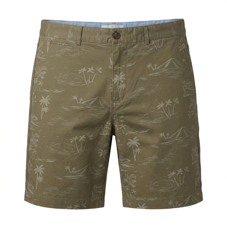 Five Four Saral Olive Tropical Print Shorts