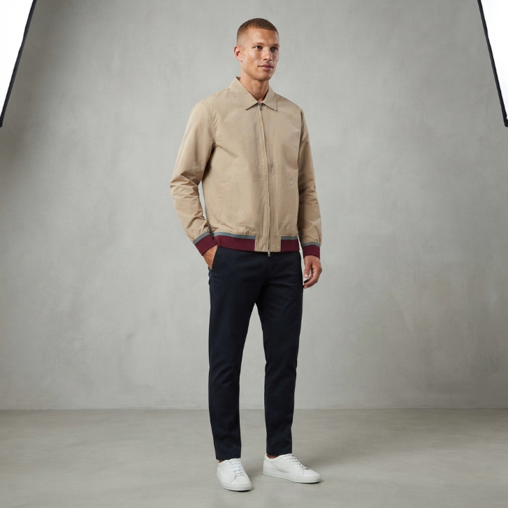 Five Four Tan Zip-Front Harrington Jacket