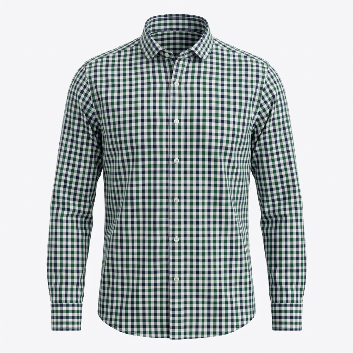 Five Four Sweetzer Gingham Check Long Sleeve Shirt - Green / Navy / White / Size Medium