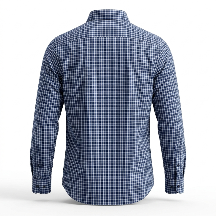 Five Four Mini Check Long Sleeve Button Down Shirt - Blue / White