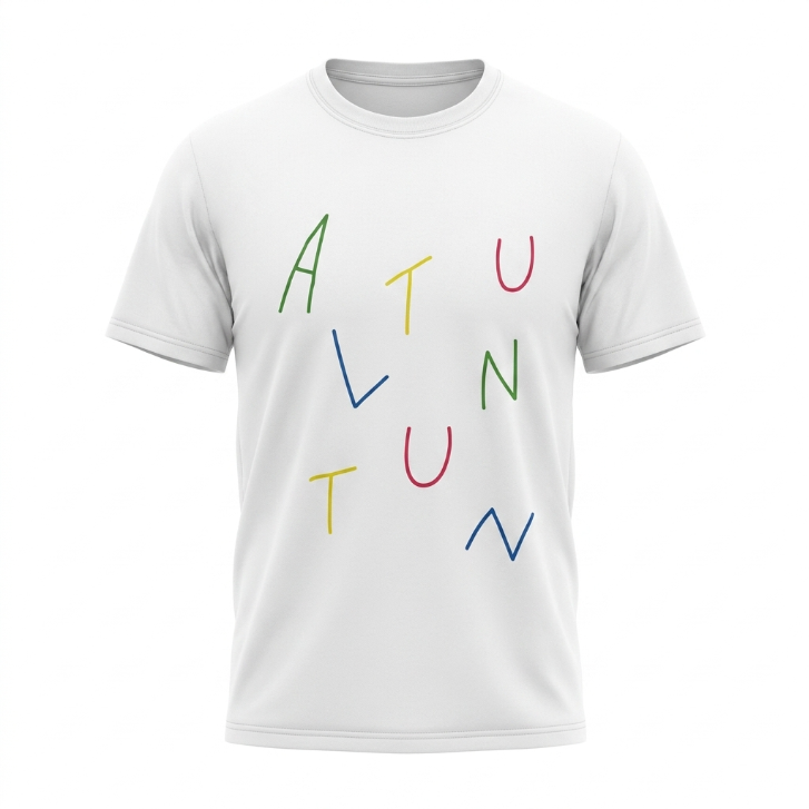 Gildan "AUTUMN" Colorful Abstract Lettering Graphic T-Shirt White