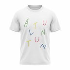 Gildan "AUTUMN" Colorful Abstract Lettering Graphic T-Shirt White