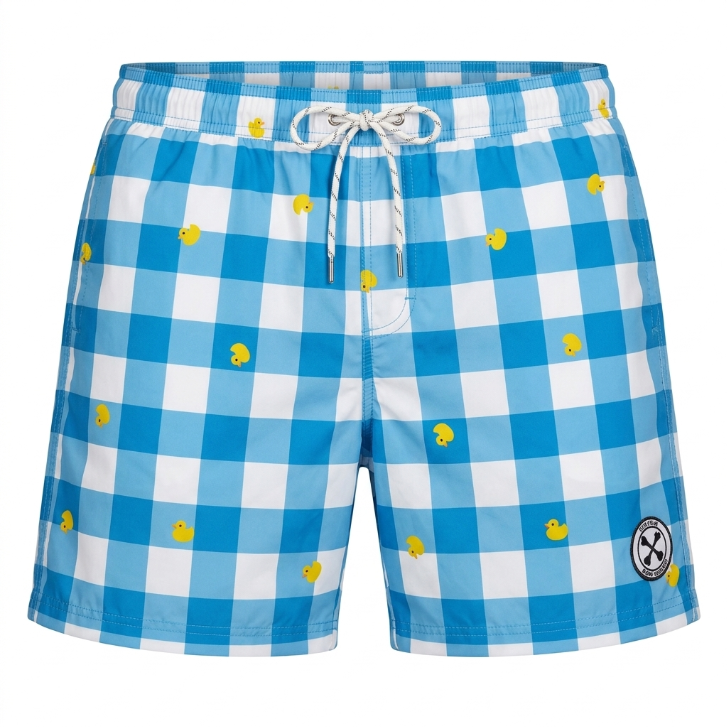 Five Four x Mark McNairy Gingham Duck Print Swim Trunks