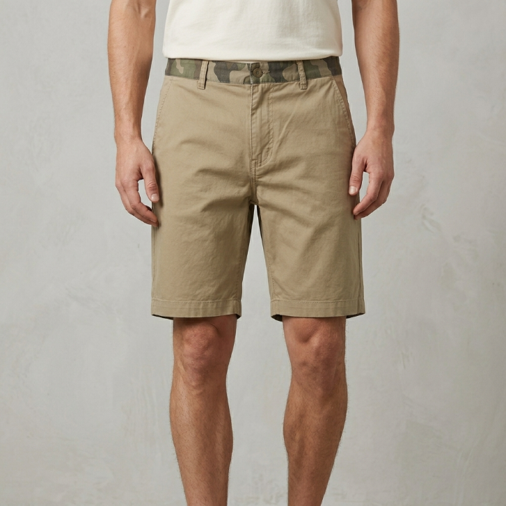 Five Four Canal Khaki Camo Trim Shorts