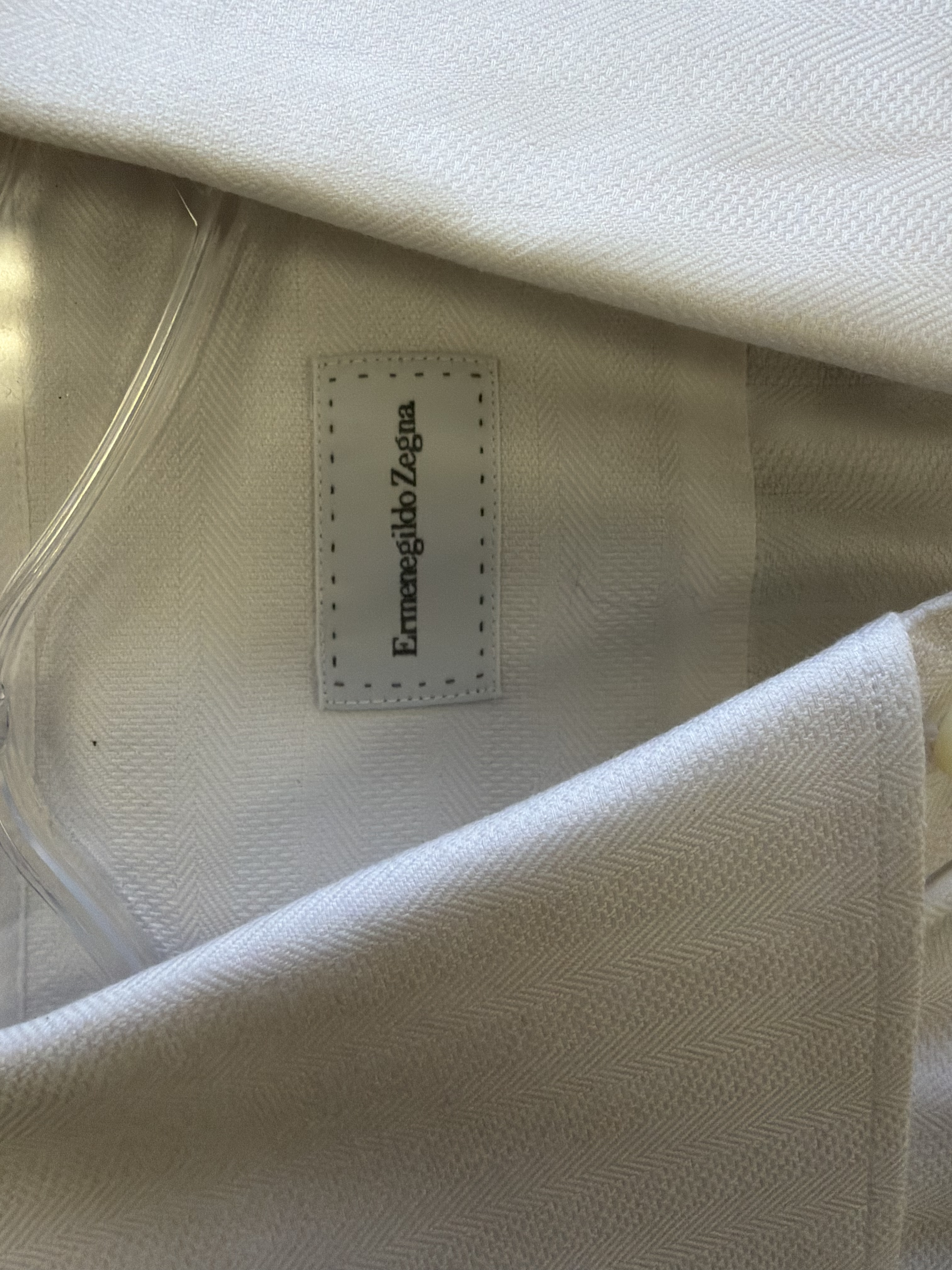 Ermenegildo Zegna Men's Cotton Dress Shirt - White Herringbone