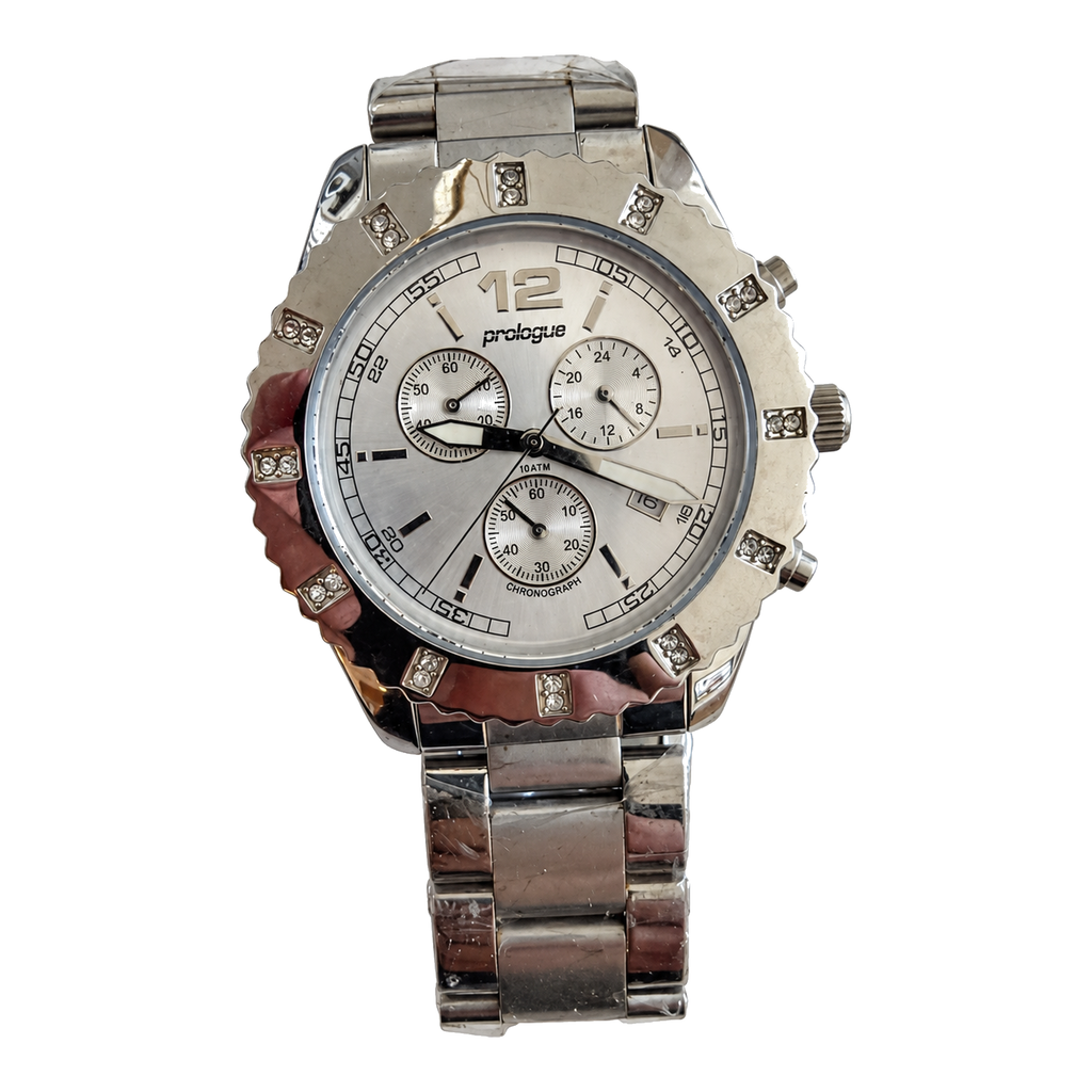 Vintage Prologue 10 ATM Crystal-Bezel Multi-Subdial Chronograph Watch - Requires a Battery