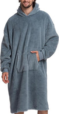 Mad Dog Men's Sherpa Fleece Wearable Blanket Hoodie - Cozy Long Sleeves Hooded Poncho Jacket For Adults, One Size