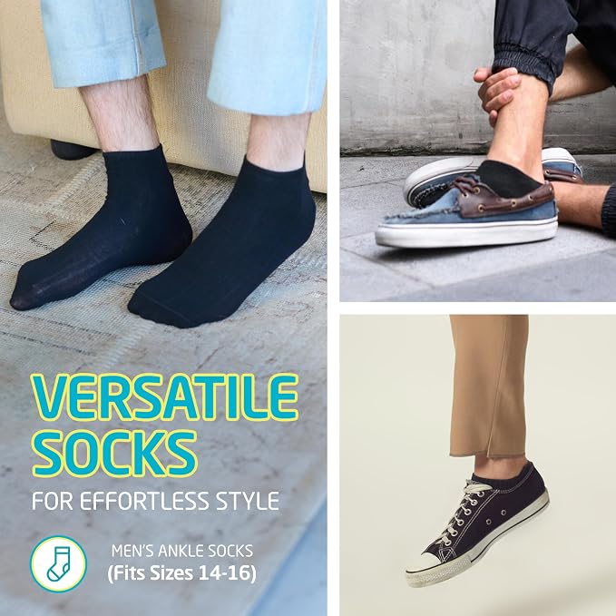 HOT FEET Men Thin Cotton No Show Summer Socks - 5 Pack Low Cut Moisture Wicking Lightweight Socks, Light Ankle Footie