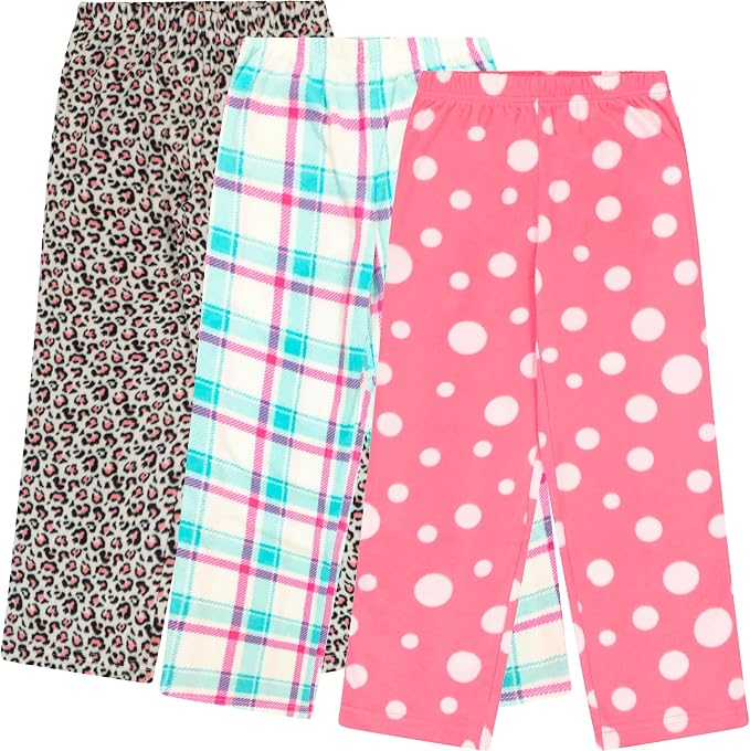 Mad Dog Girl's Pajama Pants - 3 Pack, Soft Micro Fleece Fashion Sleepwear Lounge. Sizes: 6-16