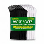 HOT FEET Work Socks for Men, Long All Weather Boot Crew Cotton Socks, Cushioned, Moisture Wicking, Stocking Stuffers