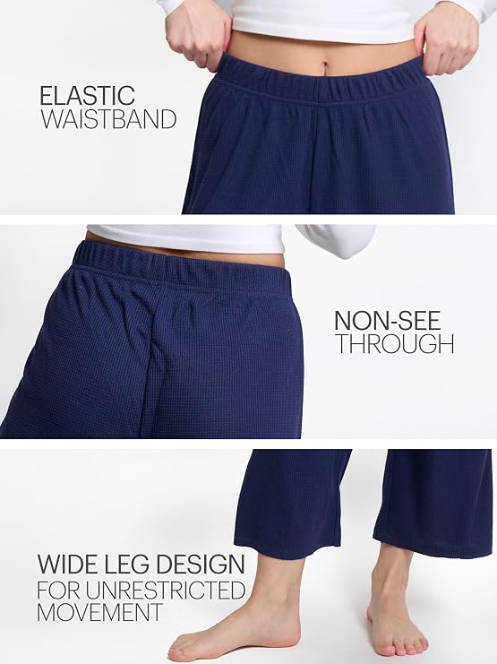 Mad Dog Lounge Women's Pajama Pants, Wide-Leg Cropped Capris, Casual Night Sleep Summer PJ Bottoms for Ladies