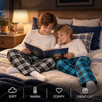 Mad Dog Boy's 2-Pack Plaid Pajama Pants + Slipper Socks