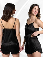 Mad Dog Satin Pajama Set For Women - Luxurious 2 Piece Silky Feel PJ Lounge Short Set, Elegant Nightwear, Silk Like Sleepwear
