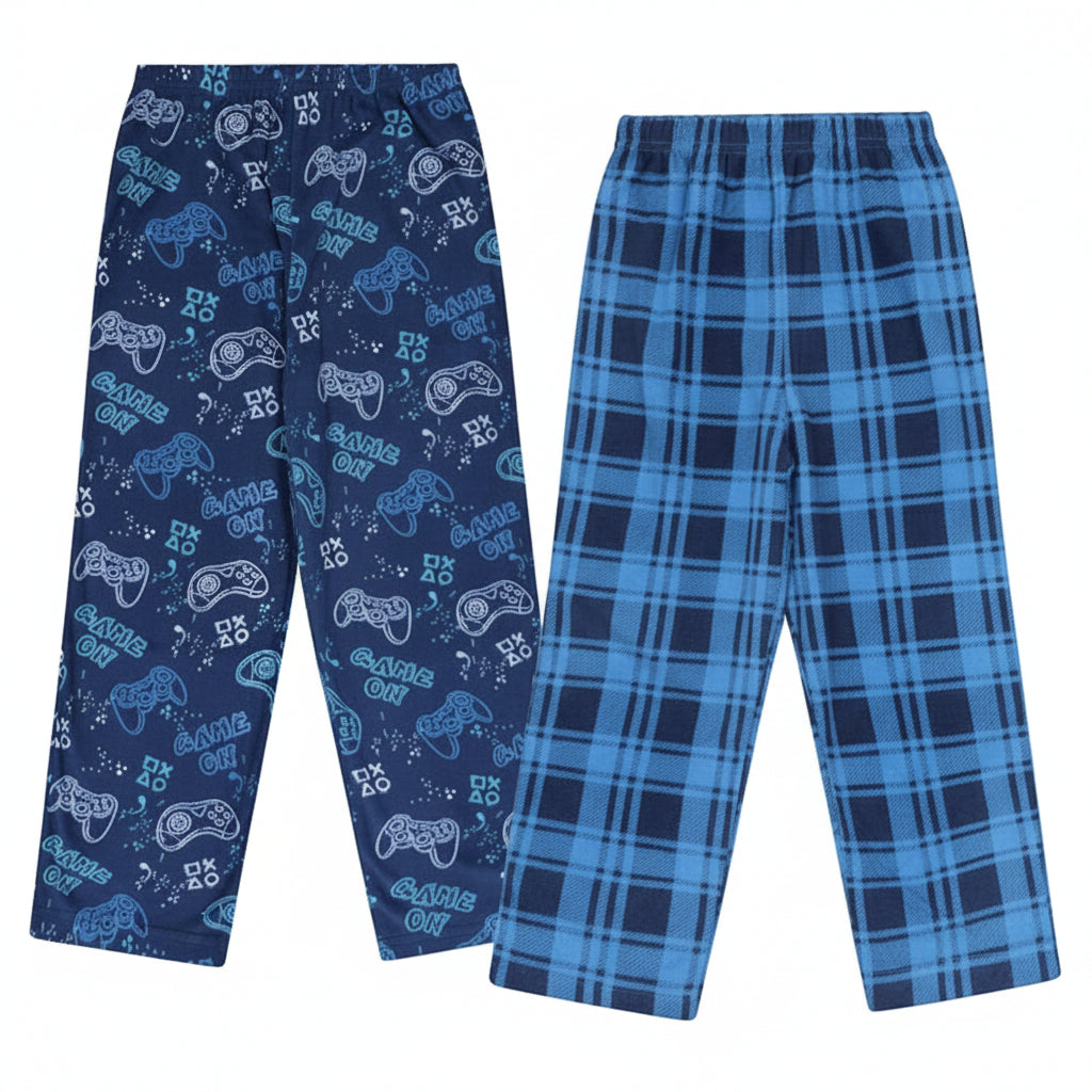 Mad Dog Boys Pajama Pants - Soft Fleece PJ Bottoms for Kids - Buffalo Plaid Lounge Pants, Warm & Comfy Microfleece 2PK Set