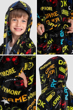 Mad Dog Fleece Kids Robe, Hooded Long Bathrobe, Plush Boys Girls Children & Toddlers Bath robes for Indoor Activities