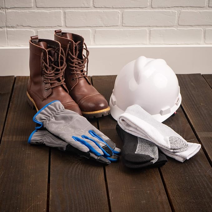 HOT FEET Work Socks for Men, Long All Weather Boot Crew Cotton Socks, Cushioned, Moisture Wicking, Stocking Stuffers